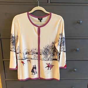 Talbots Cream merino wool cardigan M